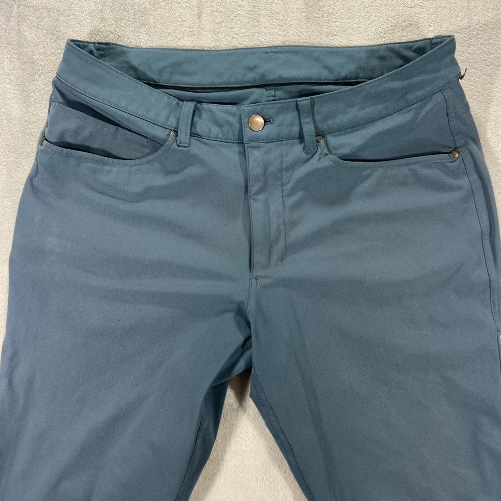 LULULEMON Commission Pant Slim Mens 32‎ Blue Gray Warpstreme Stretch Golf Office
